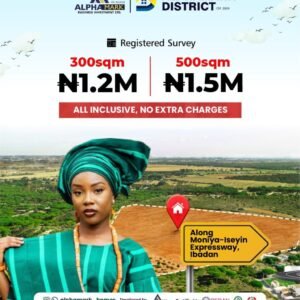 Alphamark District, Ibadan: 300 sqm and 500 sqm plots along Moniya-Iseyin Expressway